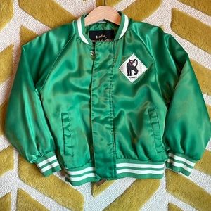 Mini rodini Emerald Green Satin Baseball Jacket Size 6-7 yr